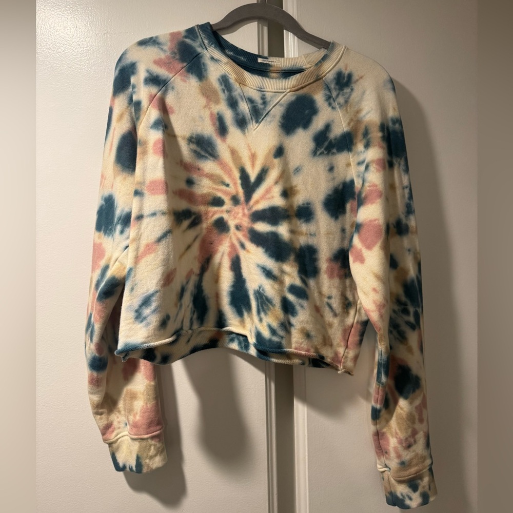 MOTHER Cropped Tie-Dye Sweatshirt